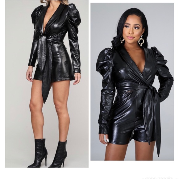 leather romper shorts